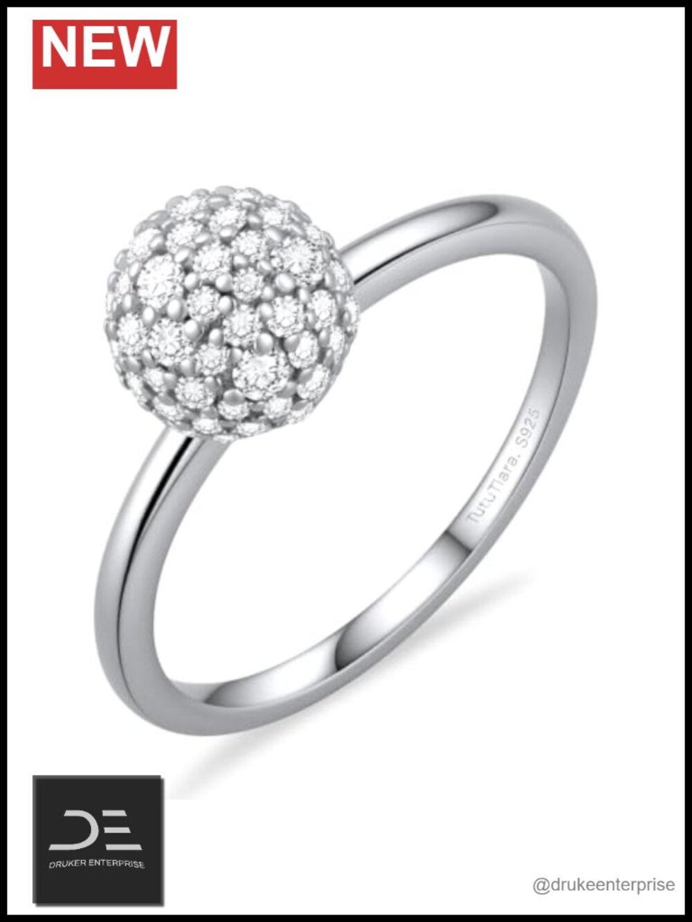 Moissanite Sterling Silver Pave Statement Ring Stackable